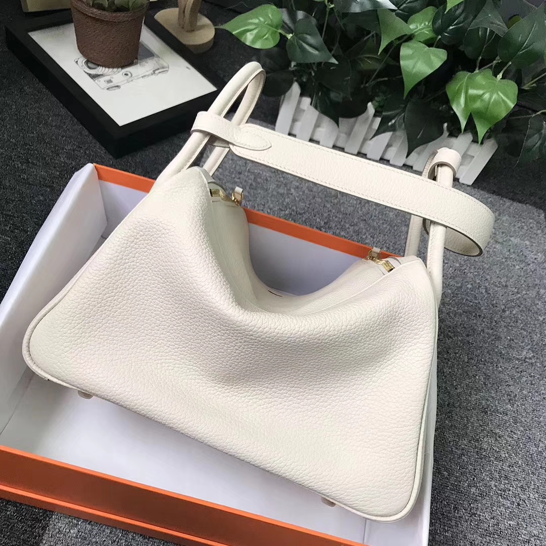 Hermès（爱马仕）奶昔白 原厂御用顶级TC 皮 Lindy 30 金扣