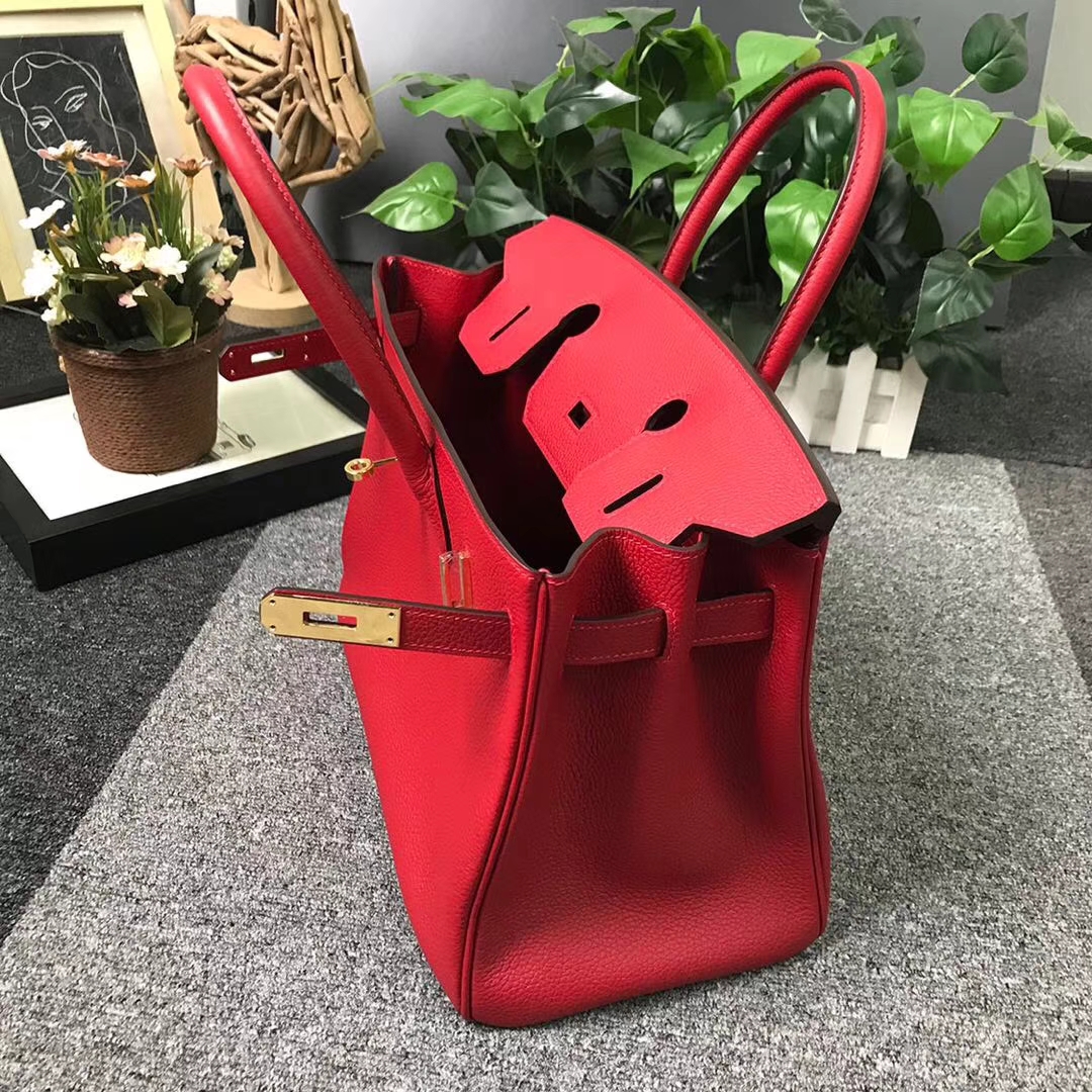 Hermès（爱马仕）Q5 中国红 糖果红 原厂御用顶级小牛皮 Birkin 30 金扣 现货