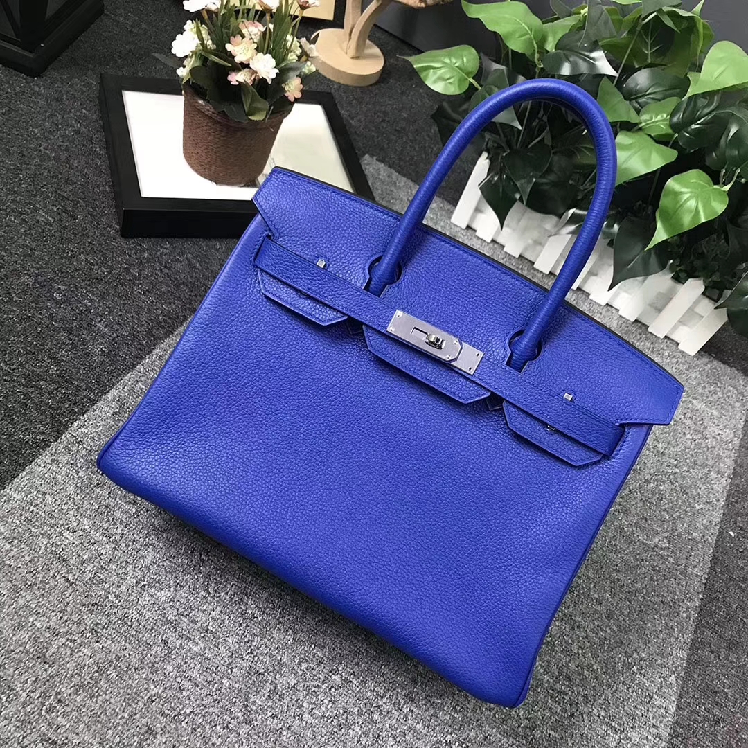 Hermès（爱马仕）新色 琉璃蓝 原厂御用顶级小牛皮 Birkin 30 金扣 现货