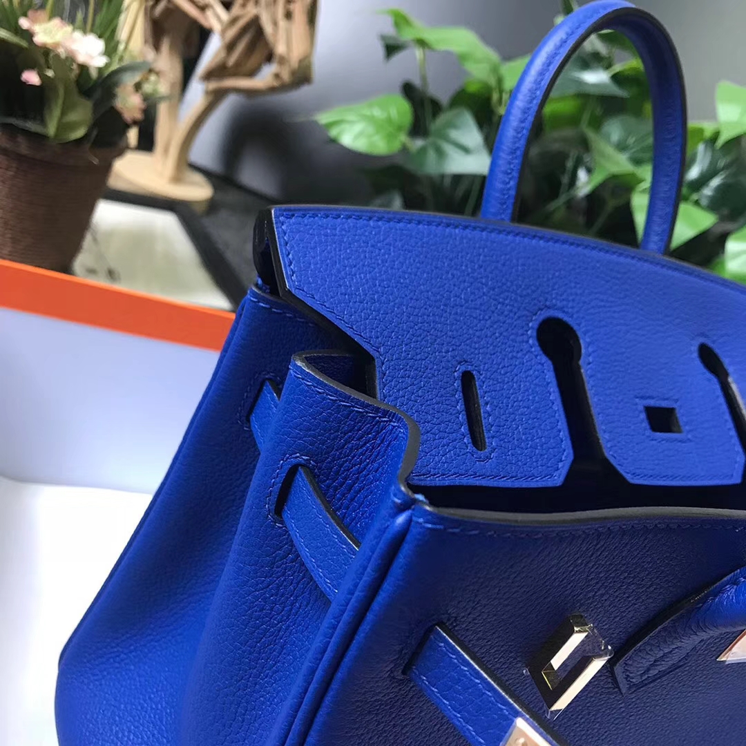 Hermès（爱马仕）琉璃蓝 原厂御用顶级小牛皮 Birkin 25 金扣 现货