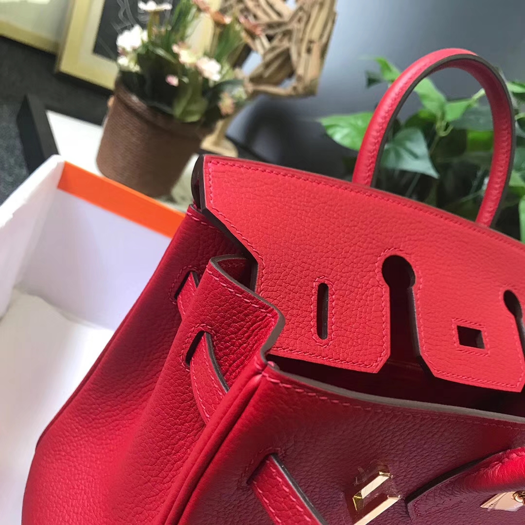 Hermès（爱马仕）Q5 中国红 糖果红 原厂御用顶级小牛皮 Birkin 25 金扣 现货