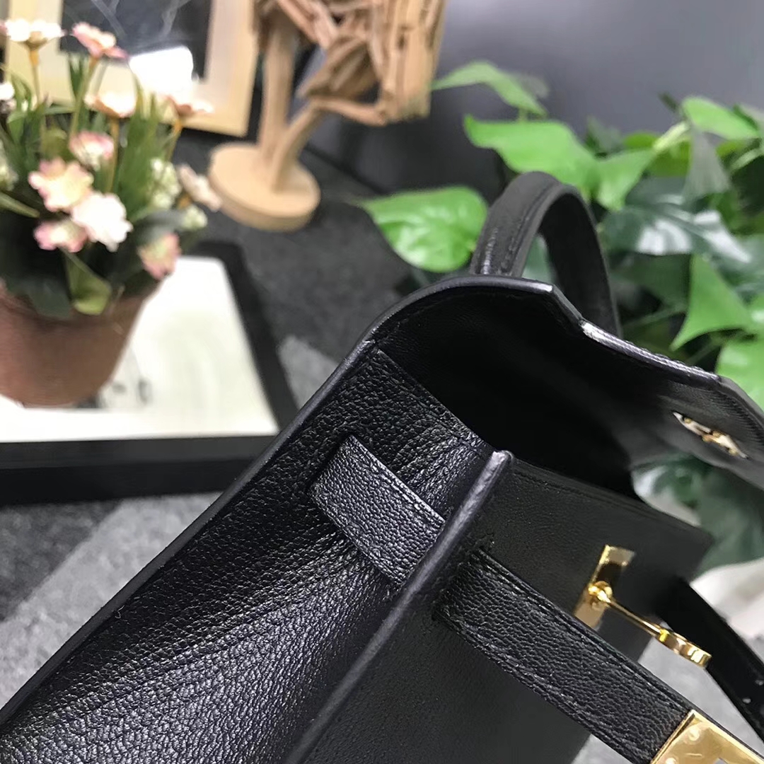 Hermès（爱马仕）CK89 黑色 原厂御用顶级山羊皮 Mini Kelly 二代 金扣