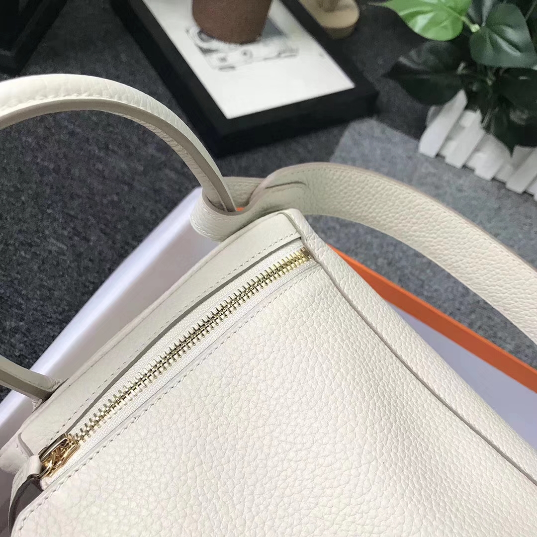 Hermès（爱马仕）奶昔白 原厂御用顶级TC 皮 Lindy 30 金扣