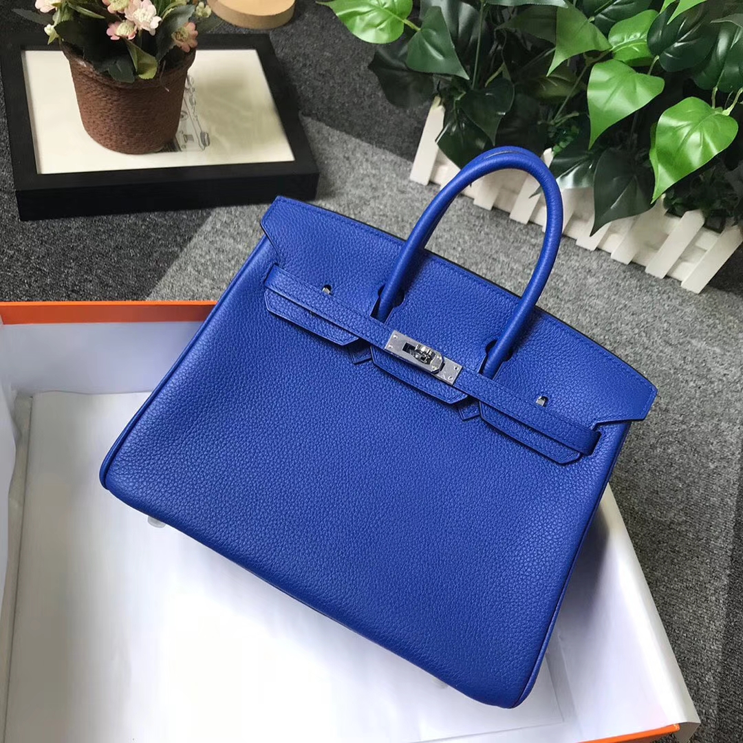 Hermès（爱马仕）琉璃蓝 原厂御用顶级小牛皮 Birkin 25 金扣 现货