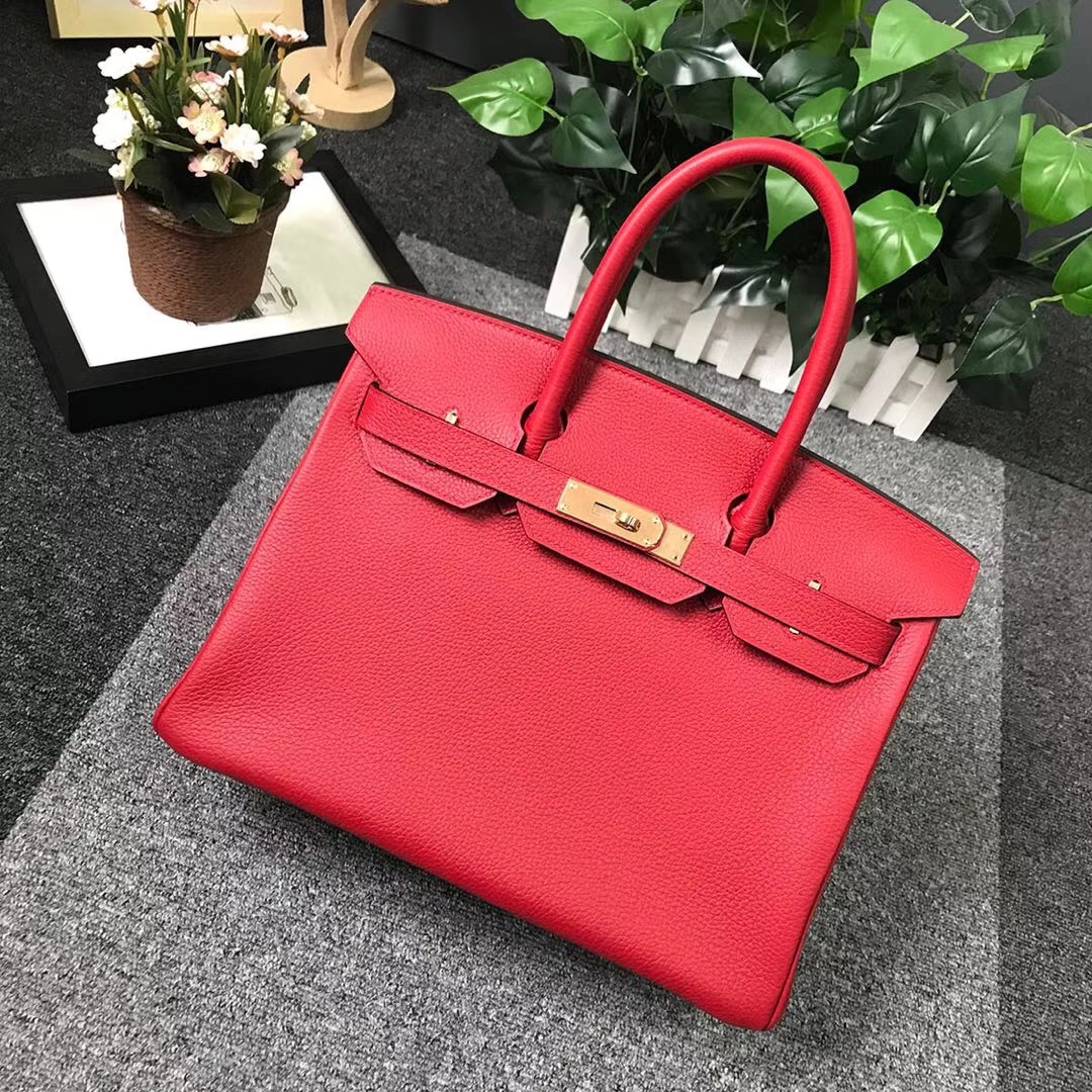 Hermès（爱马仕）Q5 中国红 糖果红 原厂御用顶级小牛皮 Birkin 30 金扣 现货