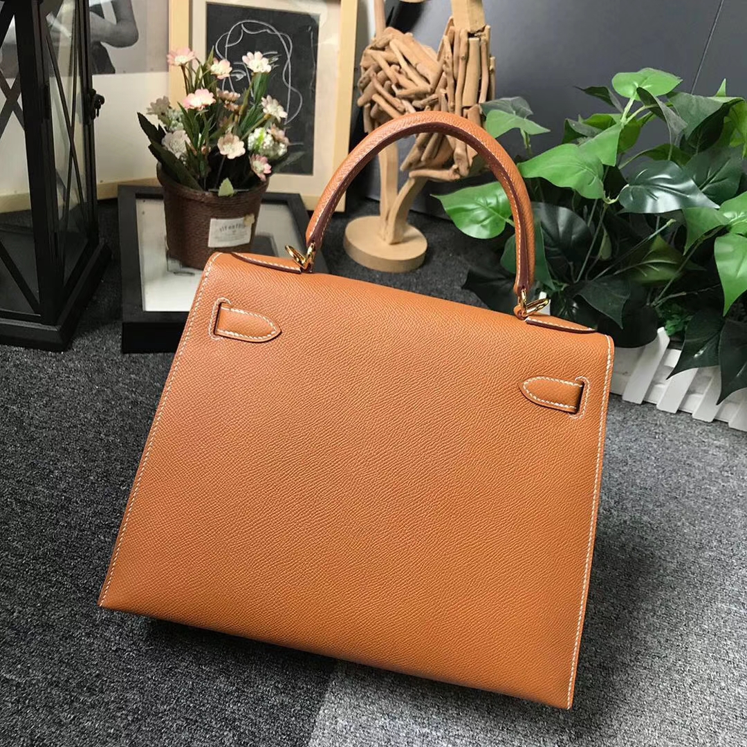Hermès（爱马仕）C37 金棕色 原厂御用顶级Epsom 皮 Kelly 28 外缝 金扣