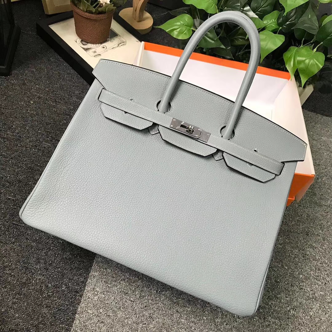 Hermès（爱马仕）J7 亚麻蓝 原厂御用顶级小牛皮 Birkin 35 银扣 现货