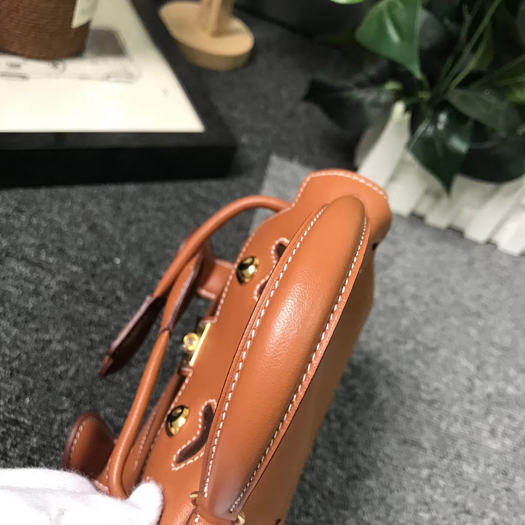 Hermès（爱马仕）金棕拼咖啡 原厂御用顶级Swift 皮 Kelly doll  金扣 现货