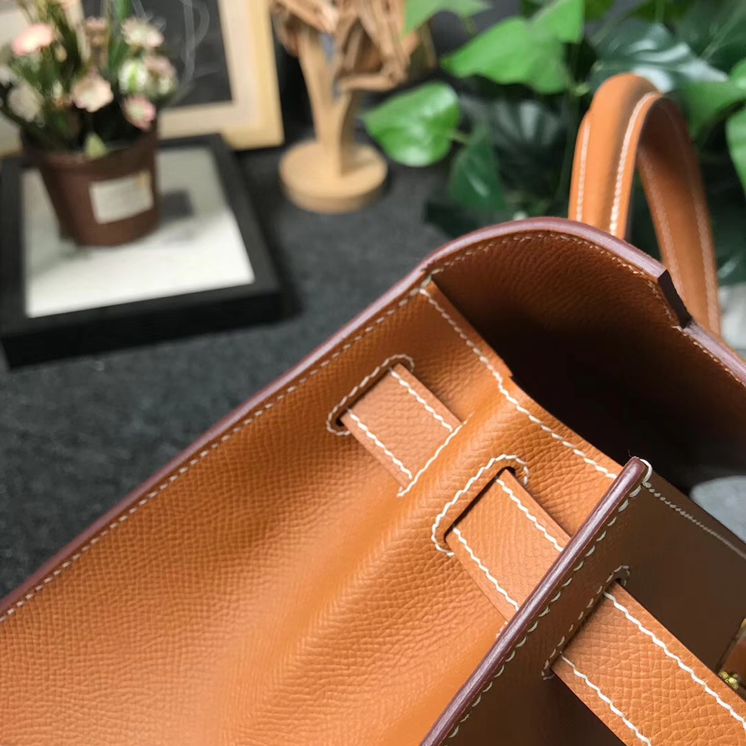 Hermès（爱马仕）C37 金棕色 原厂御用顶级Epsom 皮 Kelly 28 外缝 金扣