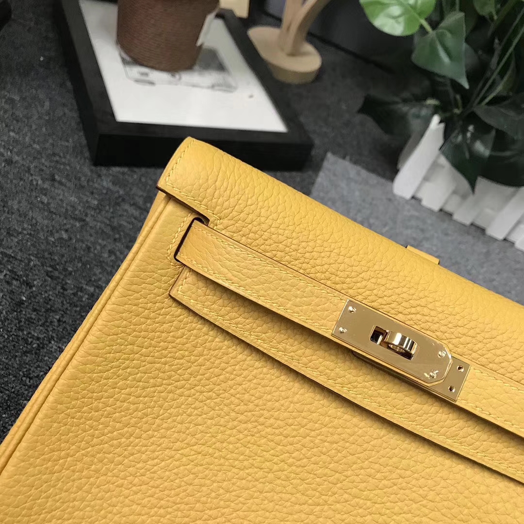 Hermès（爱马仕）9D琥珀黄 原厂御用顶级TC 皮 Kelly ado 金扣 现货