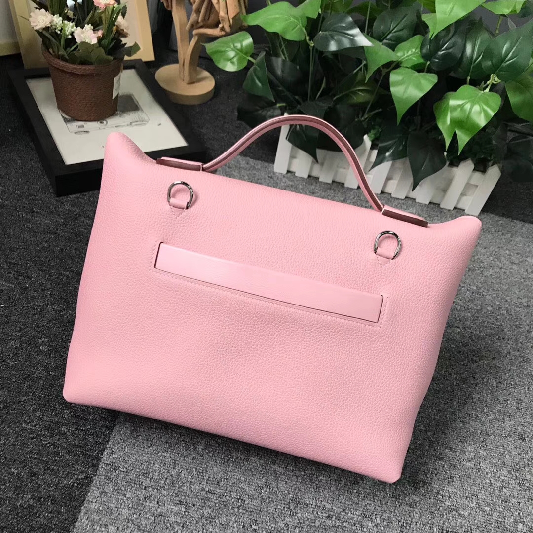 Hermès（爱马仕）3Q新樱花粉 原厂御用顶级小牛皮拼Swift 皮 2424 银扣