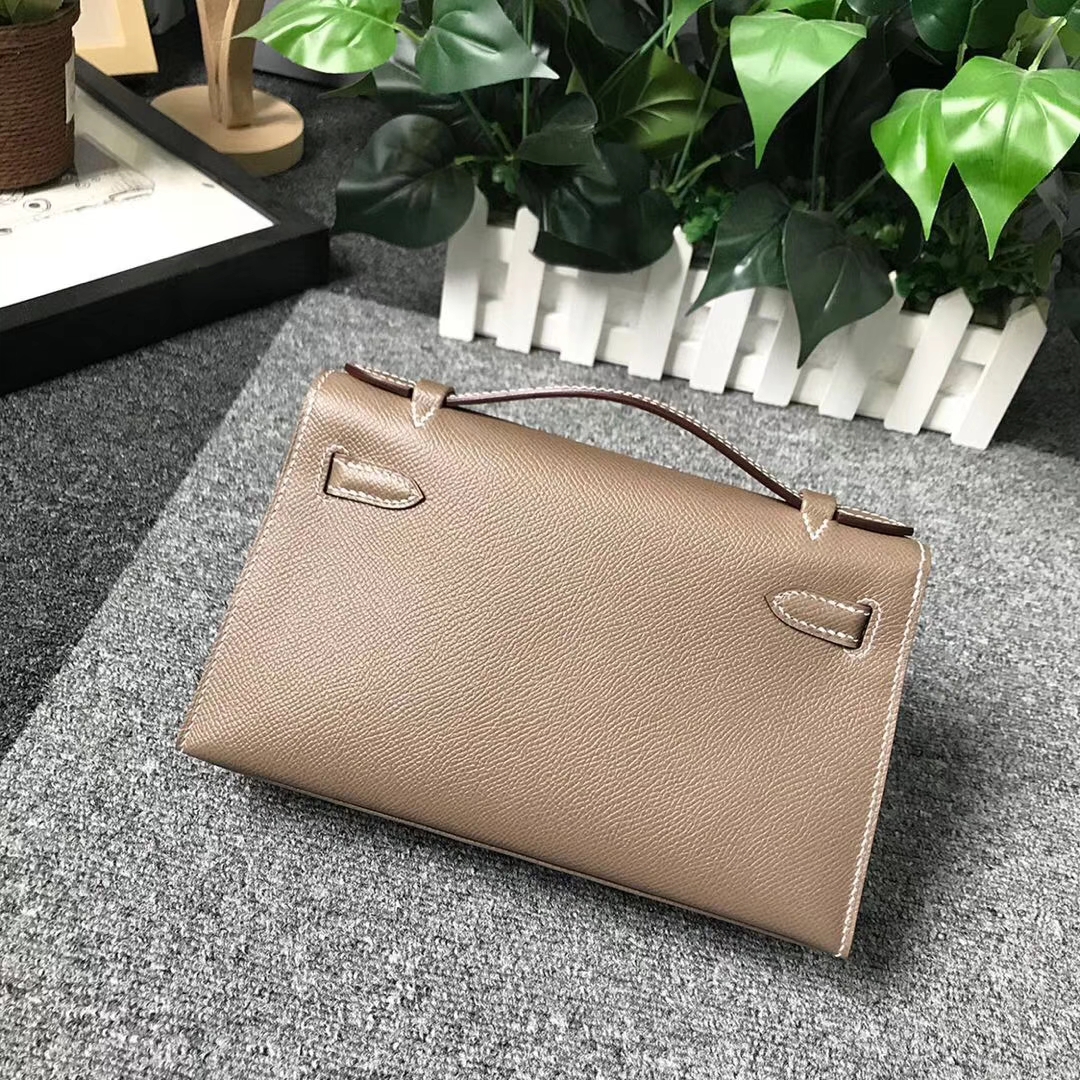Hermès（爱马仕）CK18 大象灰 原厂御用顶级Epsom 皮 Mini Kelly 金扣 现货