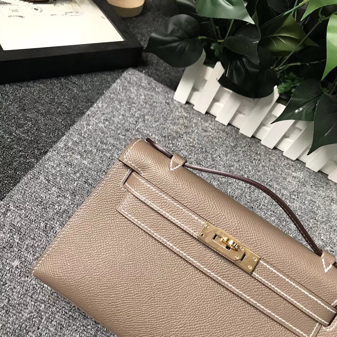 Hermès（爱马仕）CK18 大象灰 原厂御用顶级Epsom 皮 Mini Kelly 金扣 现货