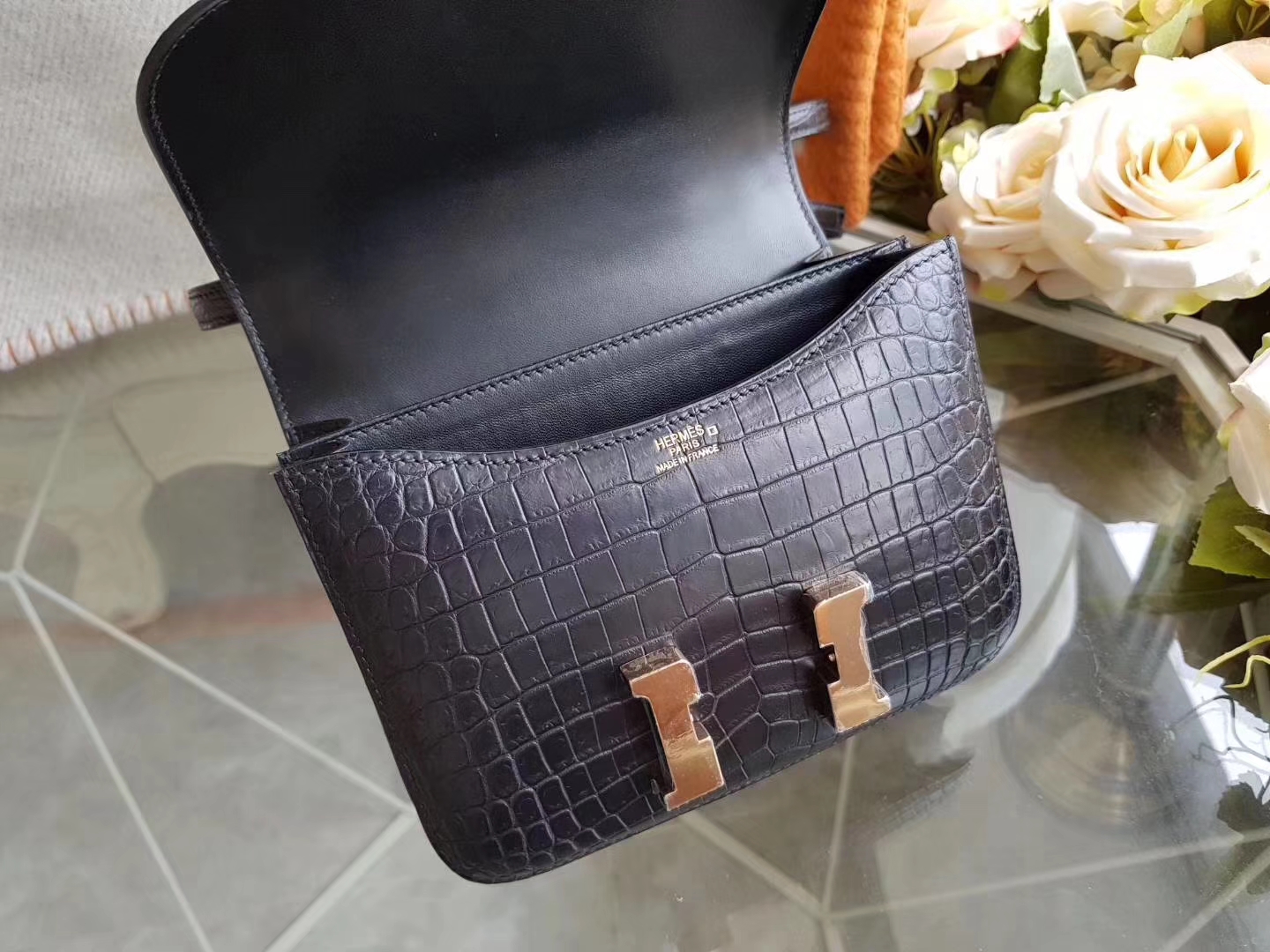 Hermès（爱马仕）constance 19 雾面皮 NOIR cc89黑色 玫瑰金扣