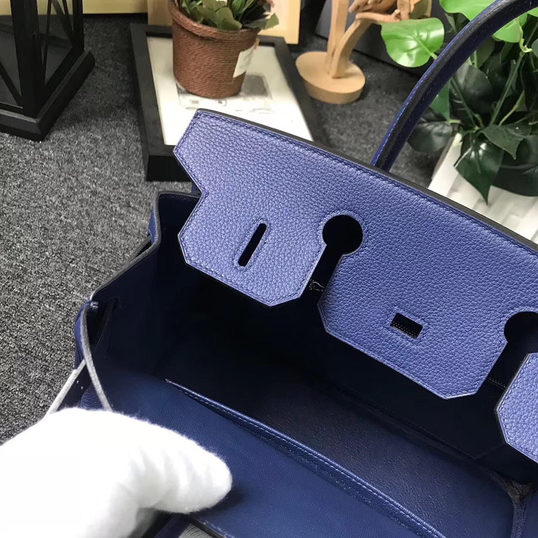 Hermès（爱马仕）7K 宝石蓝 原厂御用顶级小牛皮 Birkin 30 银扣