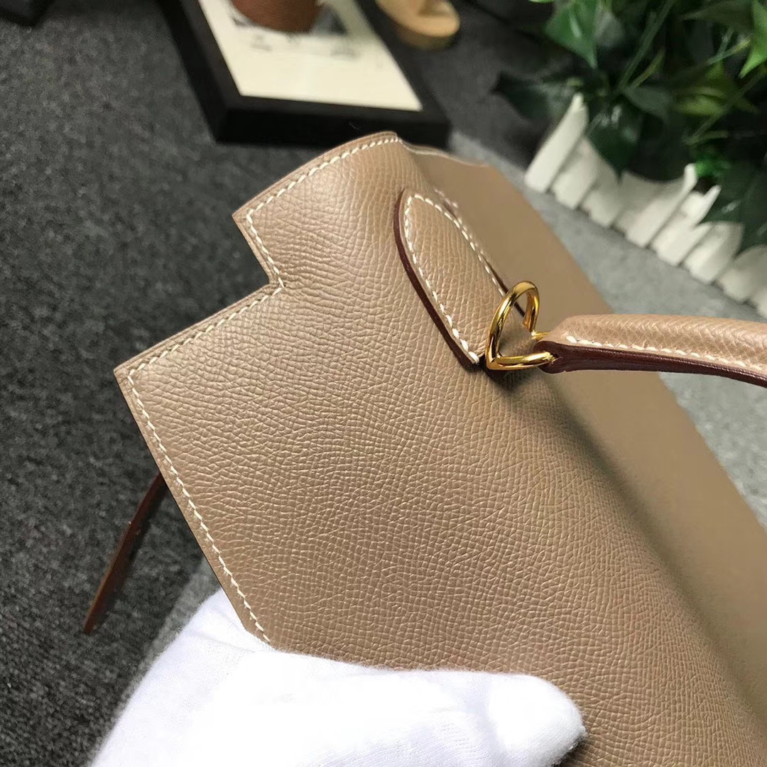 Hermès（爱马仕）CK18 大象灰 原厂御用顶级Epsom 皮 Kelly 32 外缝 金扣