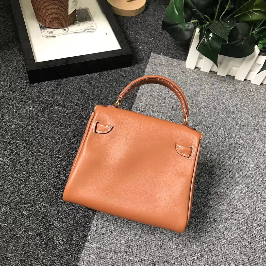Hermès（爱马仕）金棕拼咖啡 原厂御用顶级Swift 皮 Kelly doll  金扣 现货