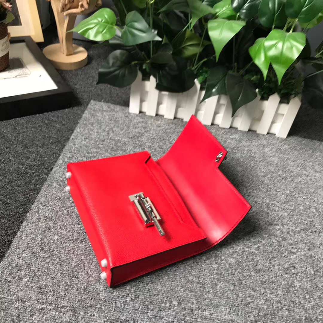 Hermès（爱马仕）番茄红 原厂御用顶级山羊皮 Verrou 插销包 现货