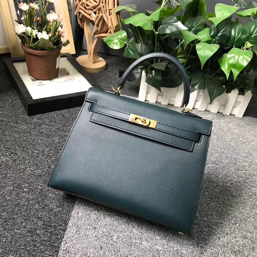 Hermès（爱马仕）6O松柏绿 原厂御用顶级Epsom 皮 Kelly 25 外缝 金扣 现货