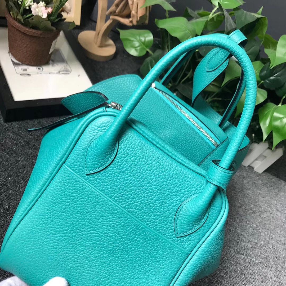 Hermès（爱马仕）7F孔雀蓝 原厂御用顶级TC 皮 Lindy 30 银扣 现货