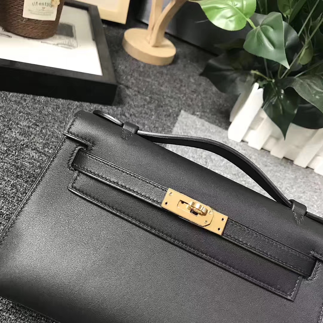 Hermès（爱马仕）CK89 黑色 原厂御用顶级swift皮 Mini Kelly 银扣 现货
