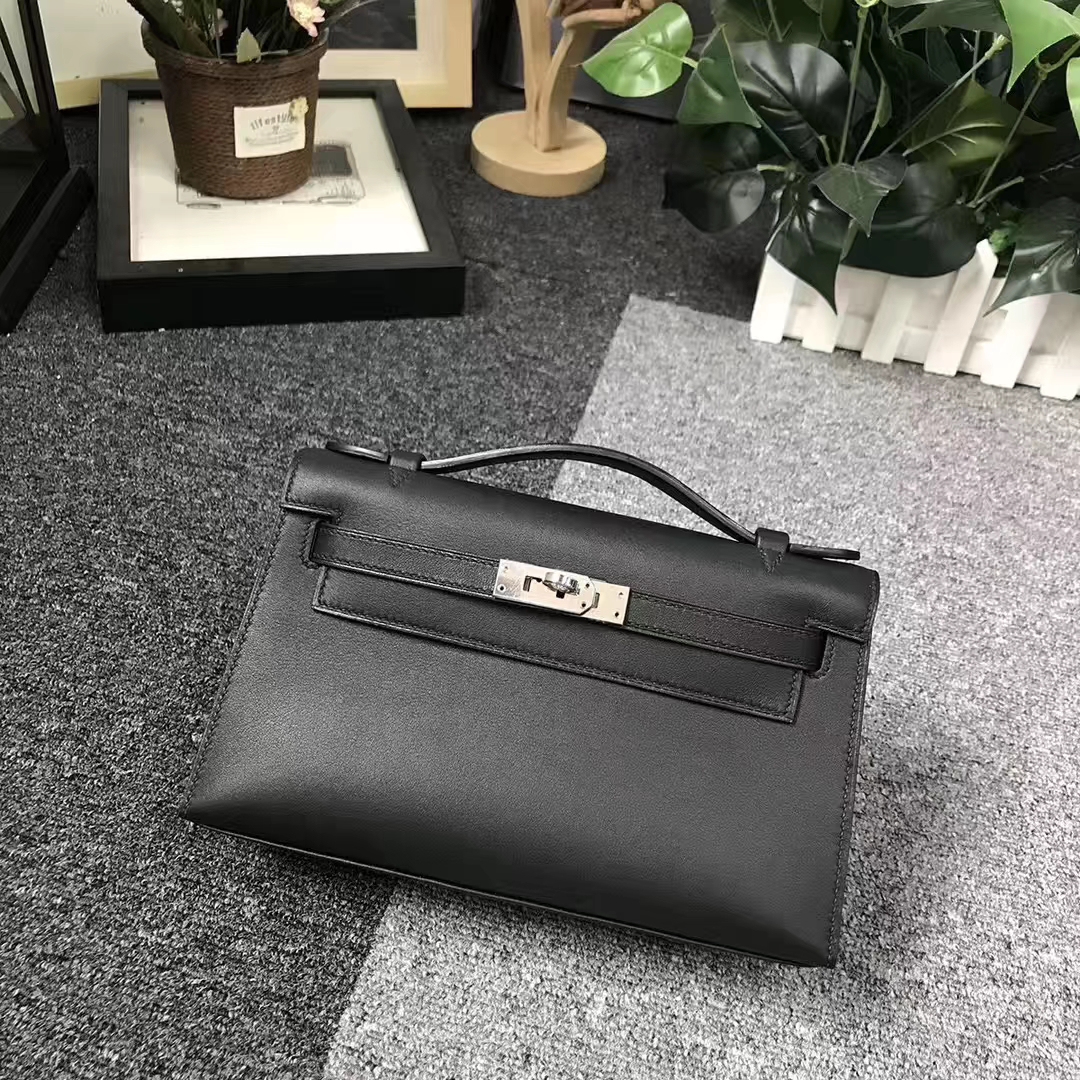 Hermès（爱马仕）CK89 黑色 原厂御用顶级swift皮 Mini Kelly 银扣 现货