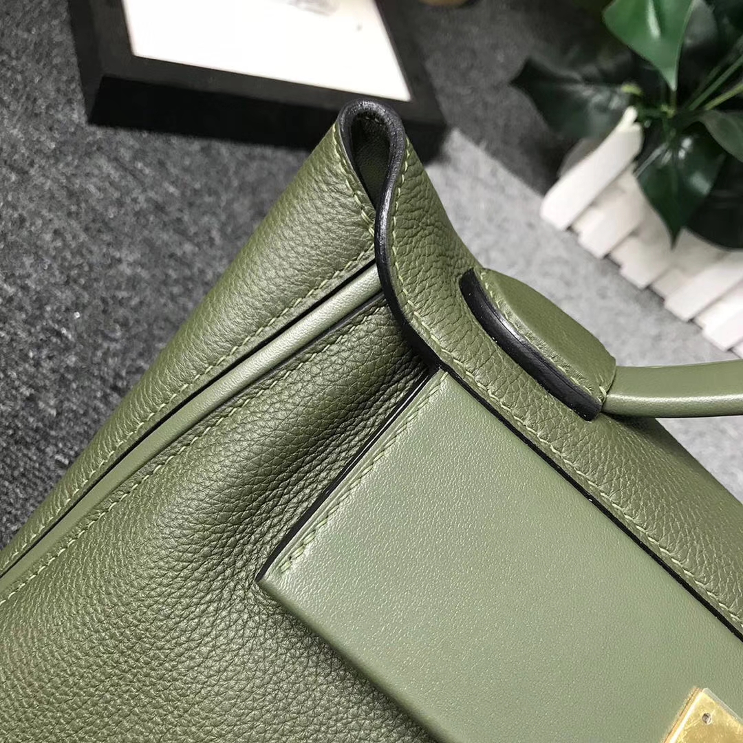 Hermès（爱马仕）V6 丛林绿 原厂御用顶级小牛皮拼Swift 皮 2424 金扣
