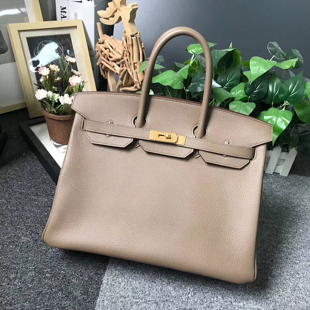 Hermès（爱马仕）CK18 大象灰 本色线 原厂御用顶级小牛皮 Birkin 35 金扣