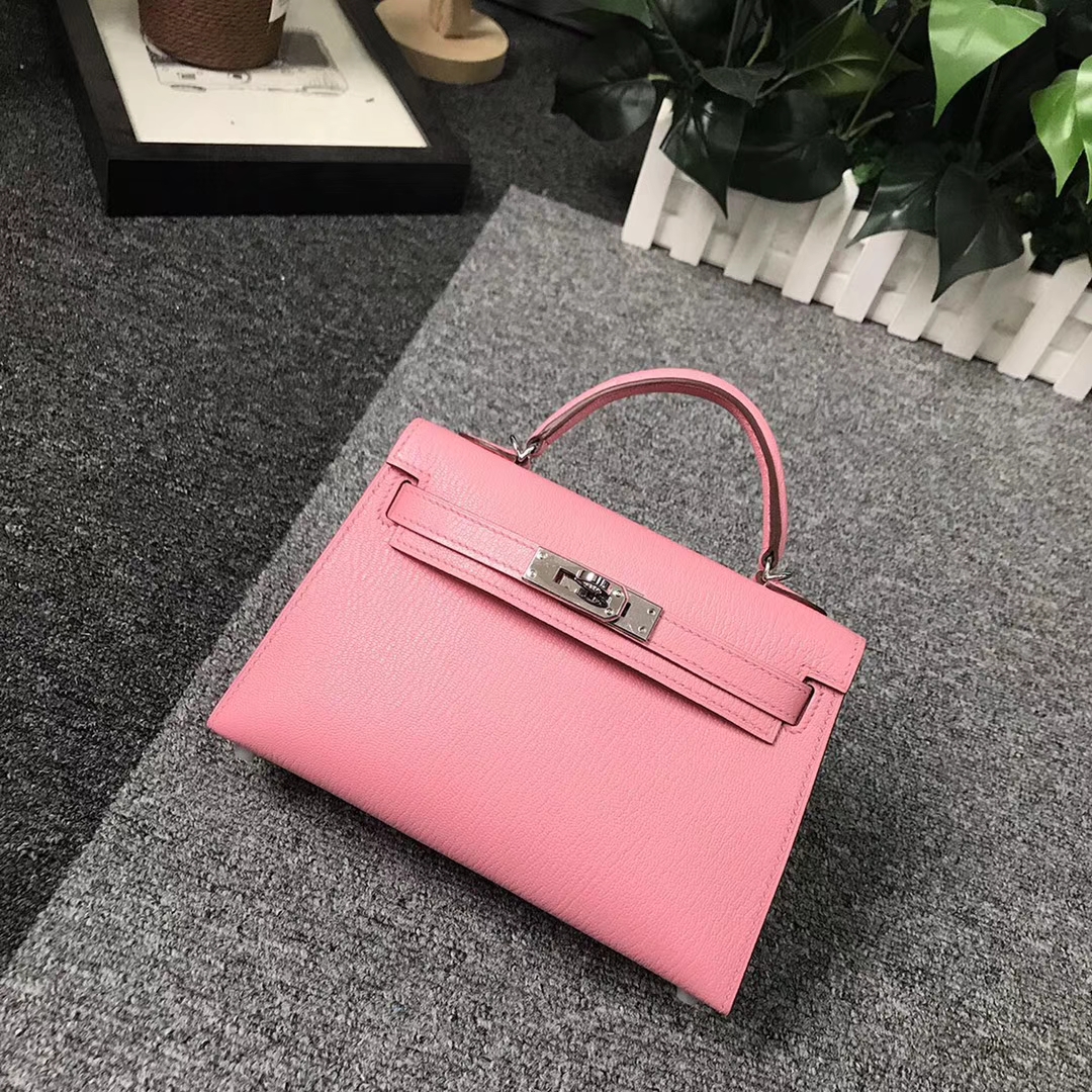 Hermès（爱马仕）1Q奶昔粉 原厂御用顶级山羊皮 Mini Kelly 二代 金扣 现货