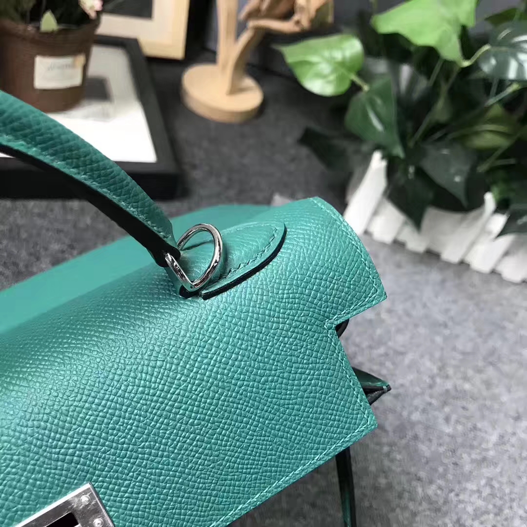 Hermès（爱马仕）Z6 孔雀绿 原厂御用顶级Epsom 皮 Kelly 25 外缝 银扣