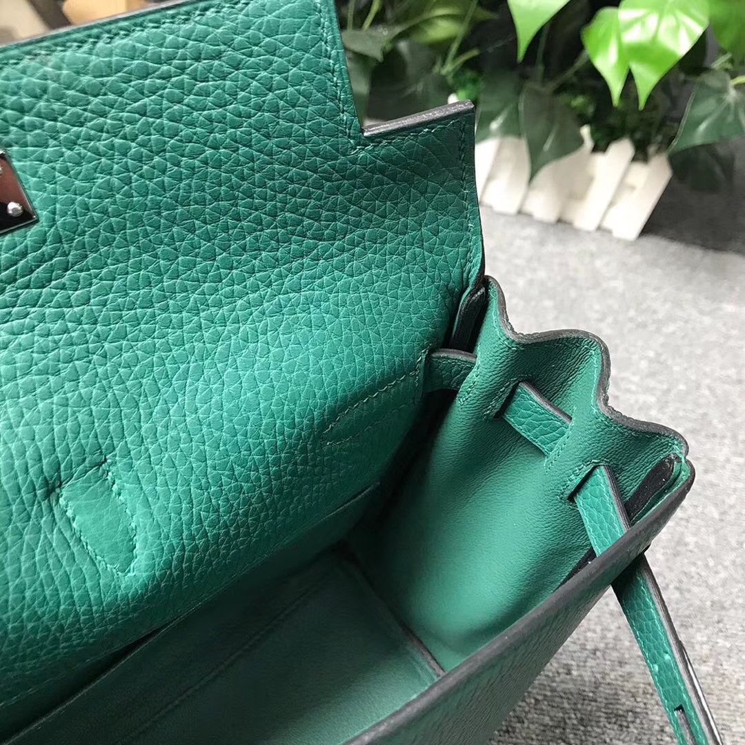 Hermès（爱马仕）Z6 孔雀绿 原厂御用顶级TC 皮 Kelly ado 银扣 现货