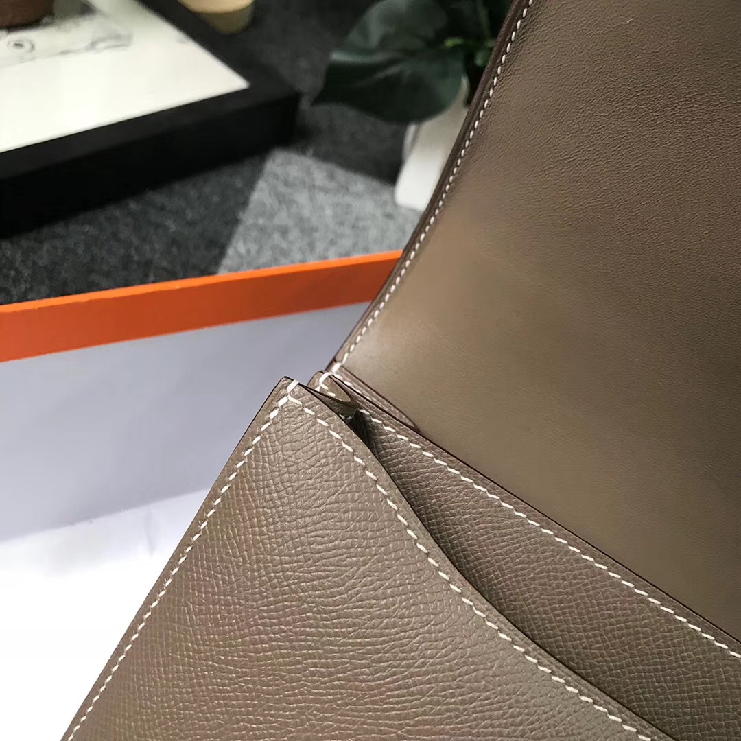 Hermès（爱马仕）CK18 大象灰 原厂御用顶级Epsom 皮 Constance 19 金扣 现货