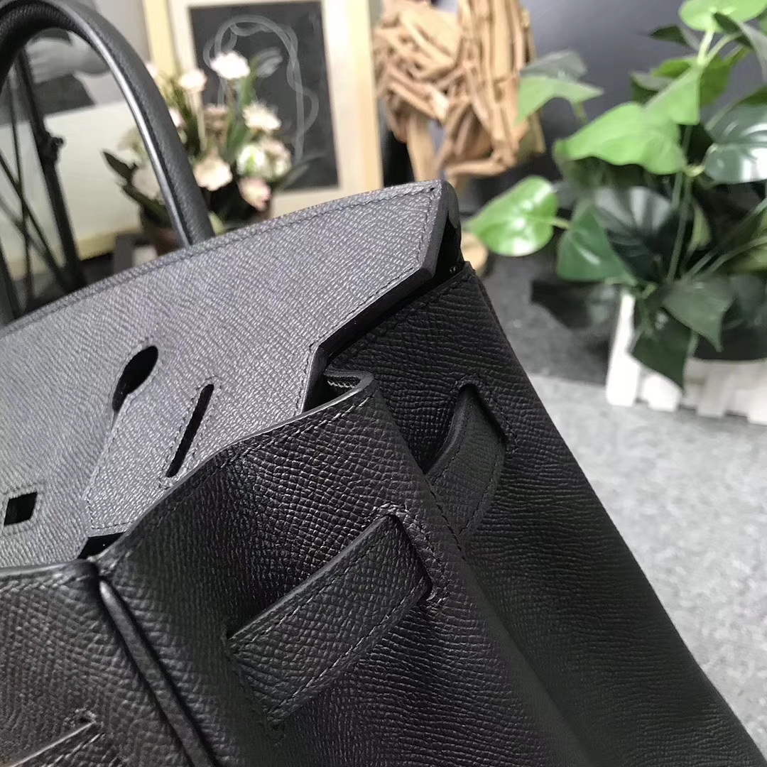 Hermès（爱马仕）Birkin 铂金包 CK89 黑色 原厂御用顶级Epsom皮 金扣 30cm 现货