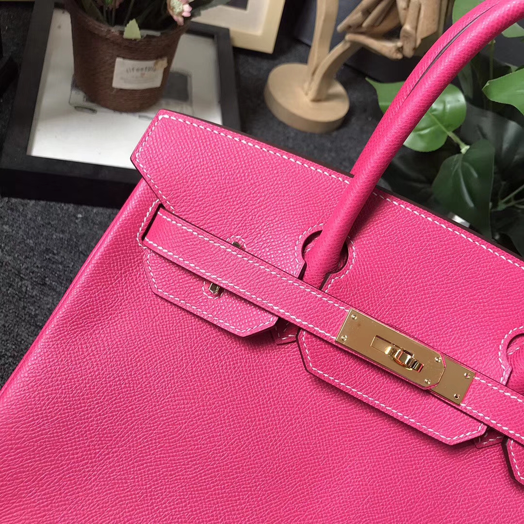 Hermès（爱马仕）E5 糖果粉 原厂御用顶级Epsom 皮 Birkin 30 金扣