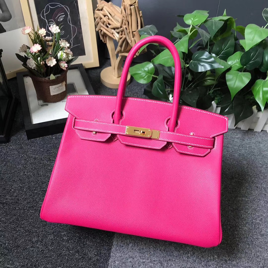 Hermès（爱马仕）E5 糖果粉 原厂御用顶级Epsom 皮 Birkin 30 金扣