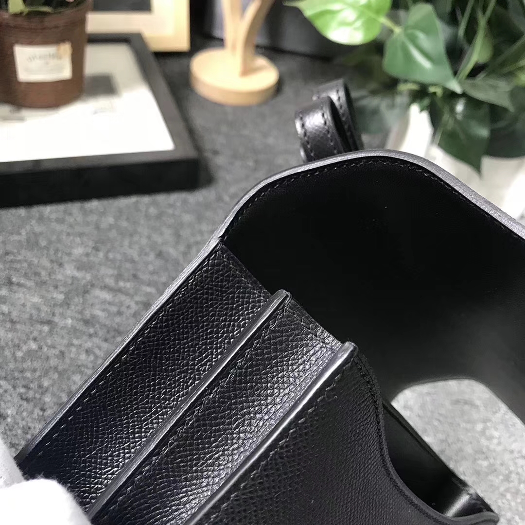 Hermès（爱马仕）CK89 黑色 原厂御用顶级Epsom 皮 Constance 24 金扣 现货