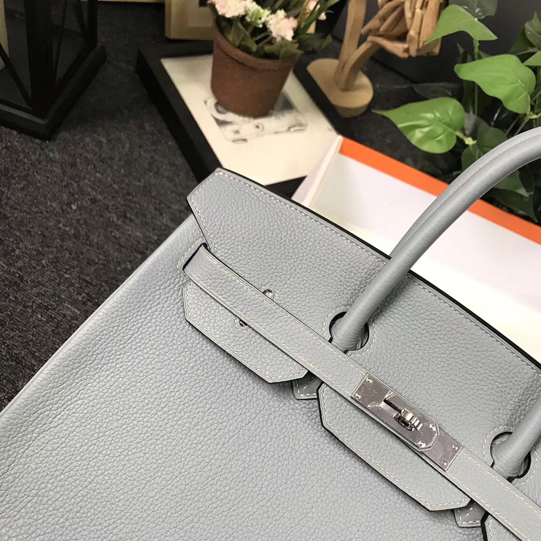Hermès（爱马仕）J7 亚麻蓝 原厂御用顶级小牛皮 Birkin 35 银扣 现货