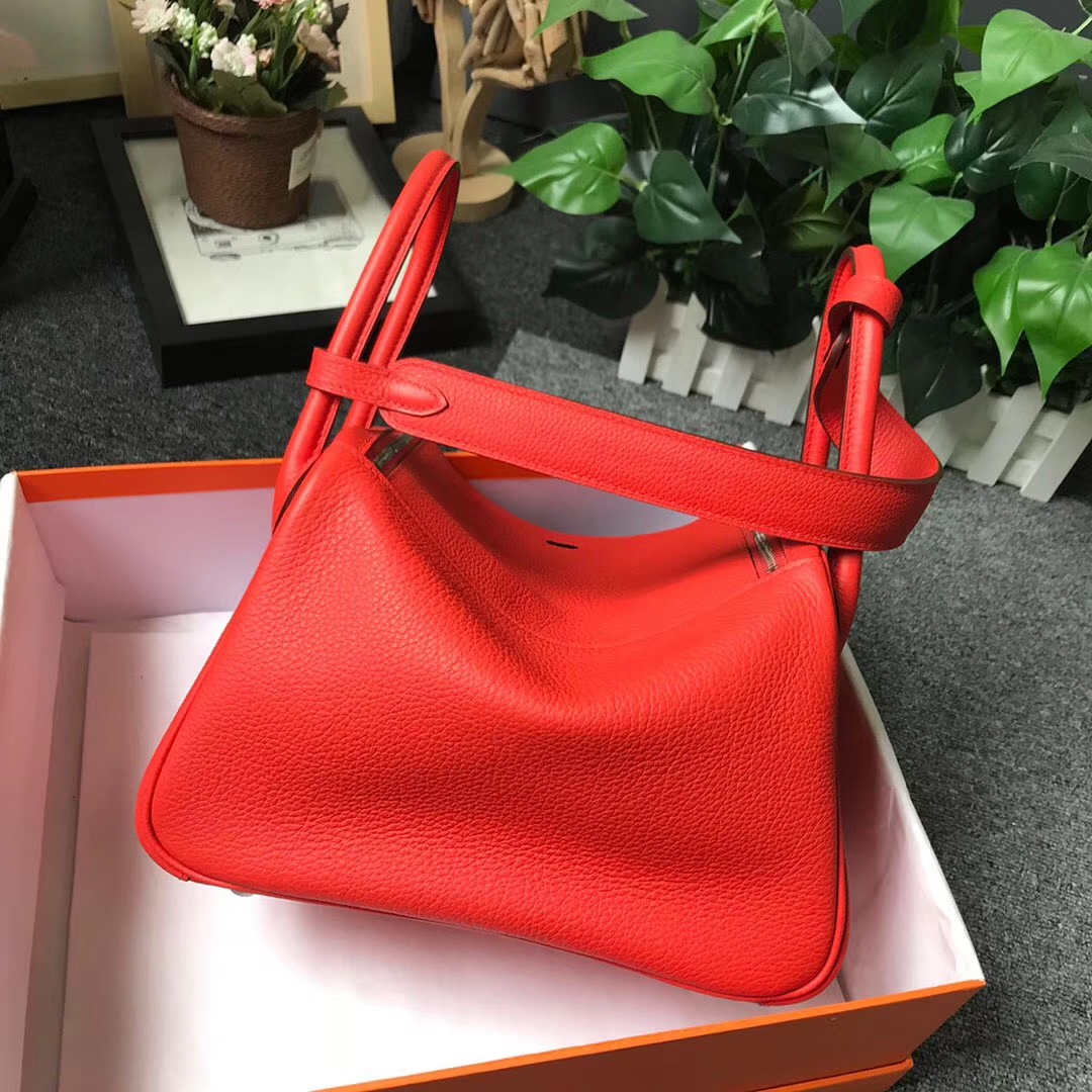 Hermès（爱马仕）罂粟橘色 原厂御用顶级小牛皮 Lindy 26 银扣