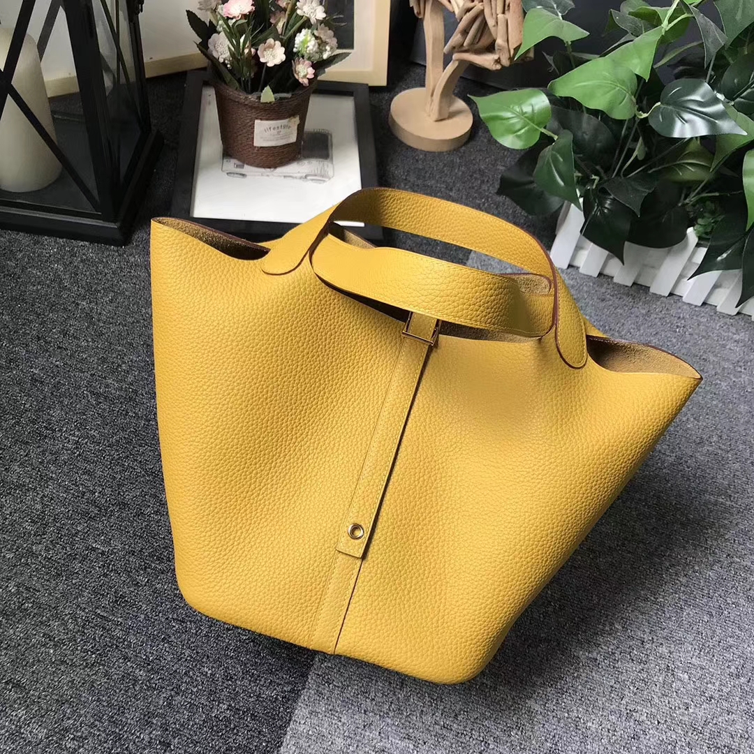 Hermès（爱马仕）9D琥珀黄 原厂御用顶级TC 皮 Picotin  Lock 22cm 金扣 现货