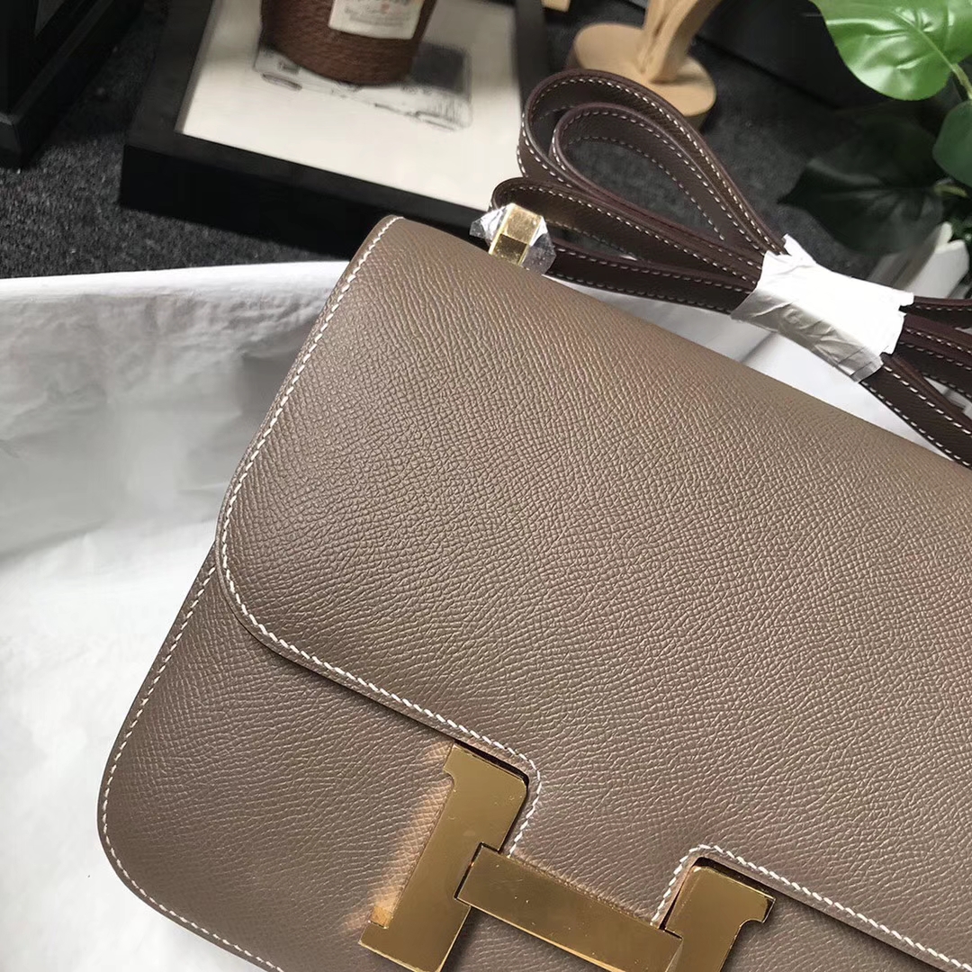 Hermès（爱马仕）CK18 大象灰 原厂御用顶级Epsom 皮 Constance 24 金扣 现货