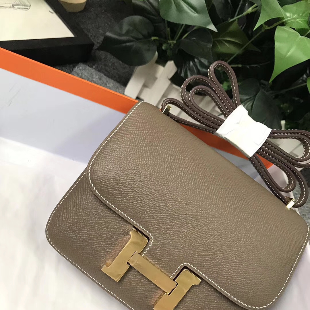 Hermès（爱马仕）CK18 大象灰 原厂御用顶级Epsom 皮 Constance 19 金扣 现货