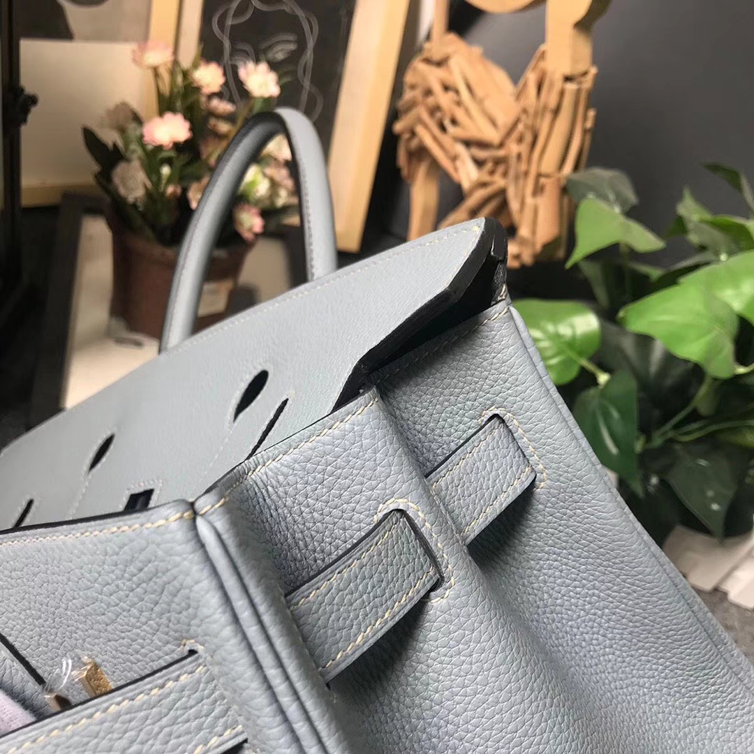 Hermès（爱马仕）J7 亚麻蓝 原厂御用顶级小牛皮 Birkin 30 金扣 现货