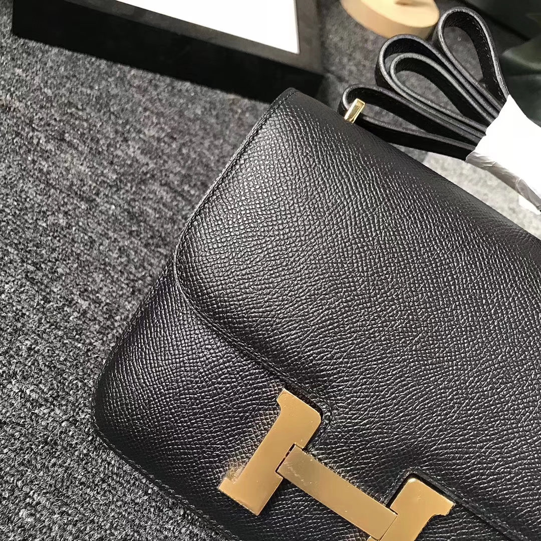 Hermès（爱马仕）CK89 黑色 原厂御用顶级Epsom 皮 Constance 24 金扣 现货