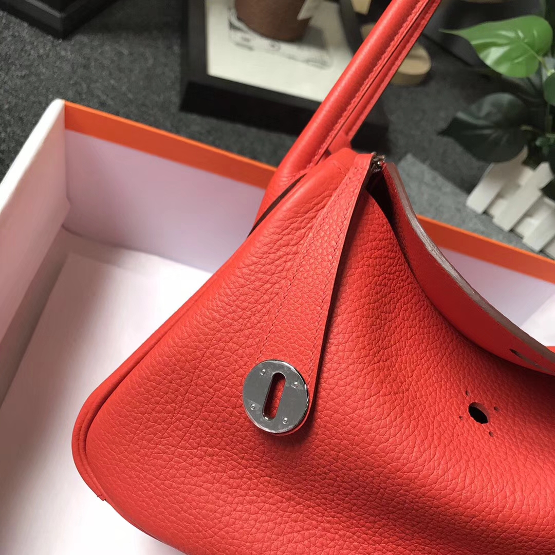 Hermès（爱马仕）罂粟橘色 原厂御用顶级小牛皮 Lindy 26 银扣