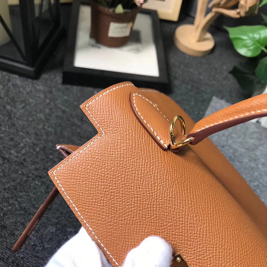 Hermès（爱马仕）C37 金棕色 原厂御用顶级Epsom 皮 Kelly 28 外缝 金扣