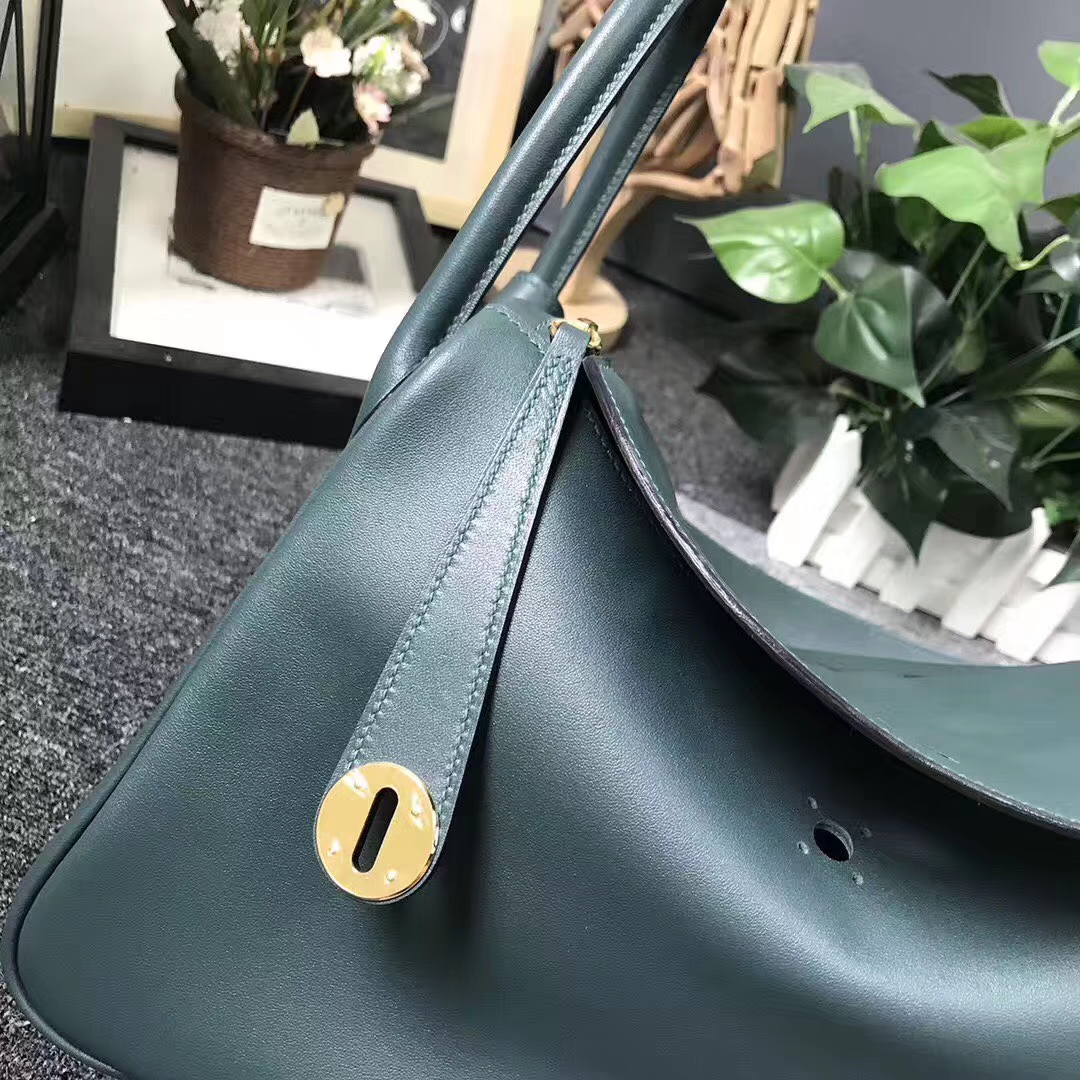 Hermès（爱马仕）2Q英国绿 编织肩带 原厂御用顶级Swift 皮 Lindy 26 金扣