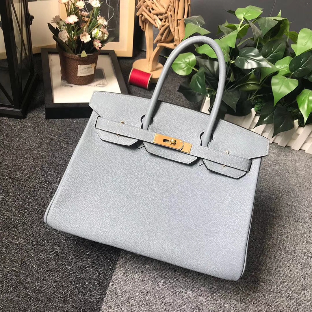 Hermès（爱马仕）J7 亚麻蓝 原厂御用顶级小牛皮 Birkin 30 金扣 现货