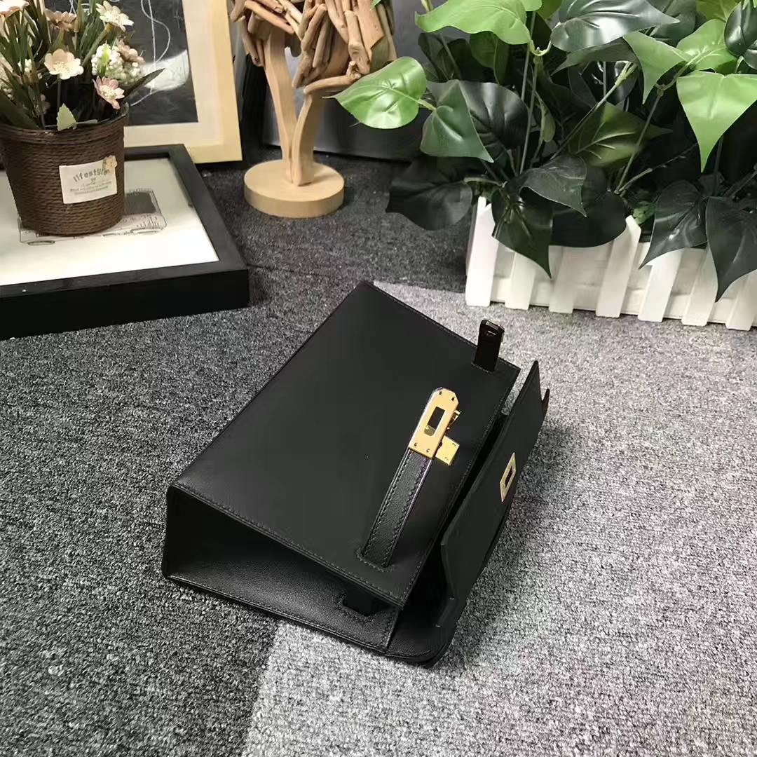 Hermès（爱马仕）CK89 黑色 原厂御用顶级swift皮 Mini Kelly 银扣 现货