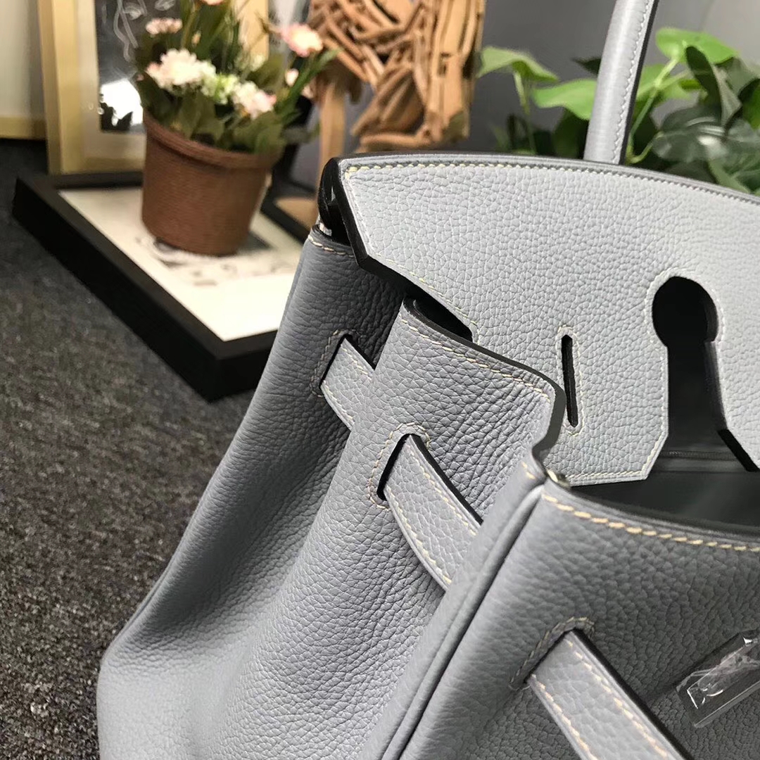 Hermès（爱马仕）J7 亚麻蓝 原厂御用顶级小牛皮 Birkin 35 银扣 现货