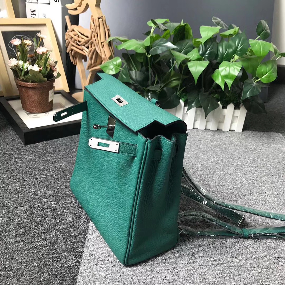 Hermès（爱马仕）Z6 孔雀绿 原厂御用顶级TC 皮 Kelly ado 银扣 现货
